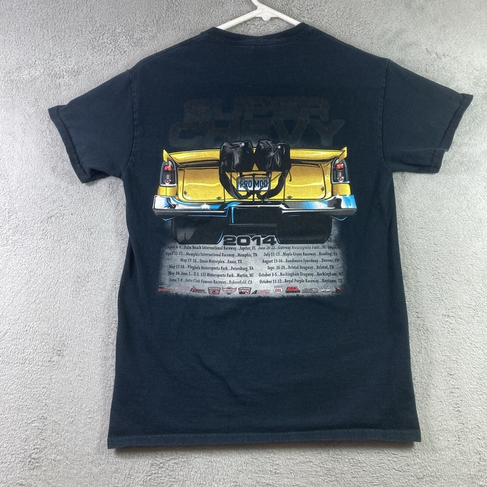2014 Super Chevy Car Shows Shirt Adult Small Black Graphic Tee Hot Rod SS